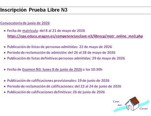 INSCRIPCIÓN PRUEBA LIBRE N3 COMPETENCIAS CLAVE