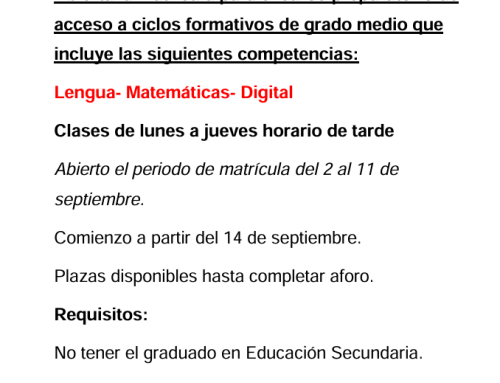 CURSO PREPARATORIO ACCESO CICLOS FORMATIVOS DE GRADO MEDIO