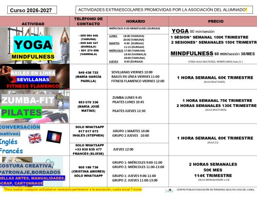 ACTIVIDADES EXTRAESCOLARES 2026-2027